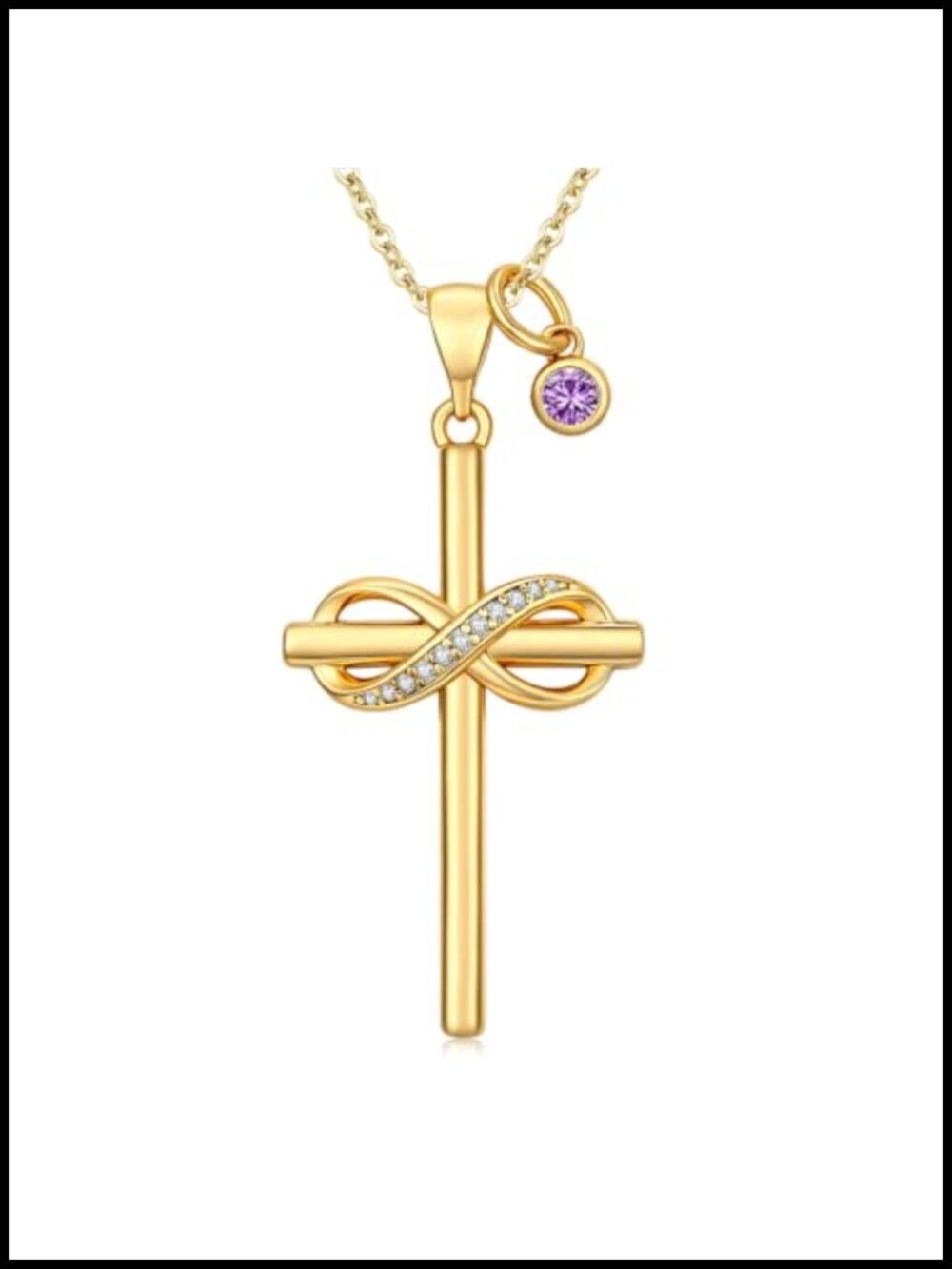 Infinity Cross Necklace Gold Plated Cubic Zirconia Pendant Women